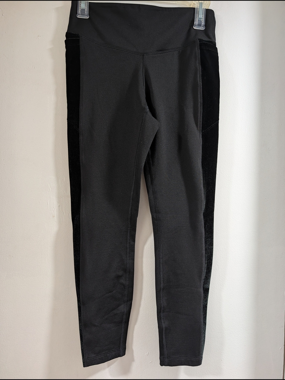 PINK Victoria's Secret Black Logo High-Waist Leggings With Velvet Detail